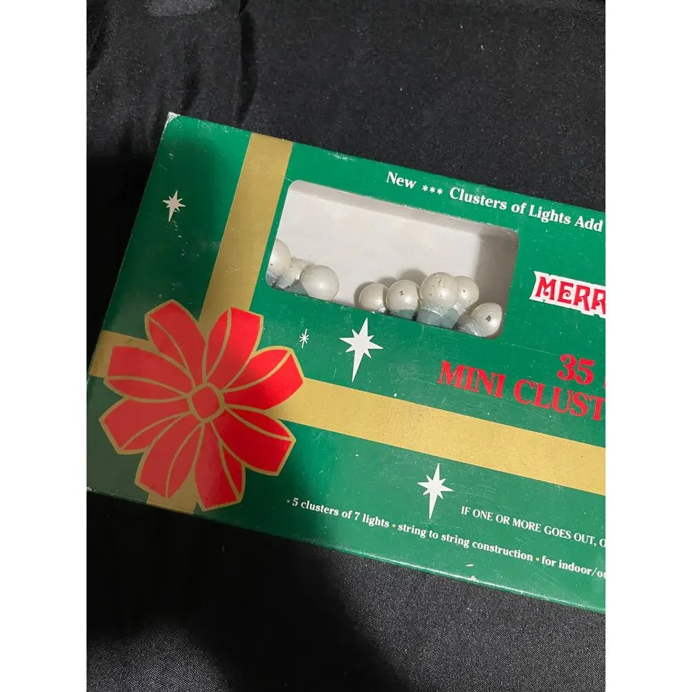 Vintage Merry Bright Mini Cluster Lights - 35 Super Bright NIB Tested Works